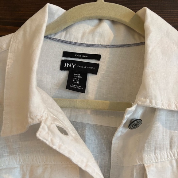 Jones New York Classic White Jean Jacket Style Jacket in Linen Medium - Picture 4 of 8